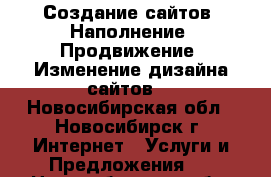 Создание сайтов. Наполнение. Продвижение. Изменение дизайна сайтов. - Новосибирская обл., Новосибирск г. Интернет » Услуги и Предложения   . Новосибирская обл.,Новосибирск г.